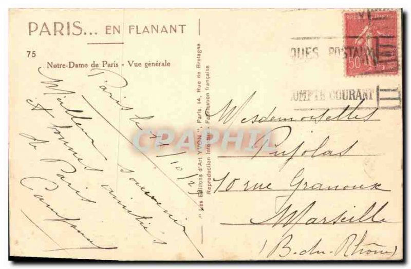 Old Postcard Paris Notre Dame de Paris General View