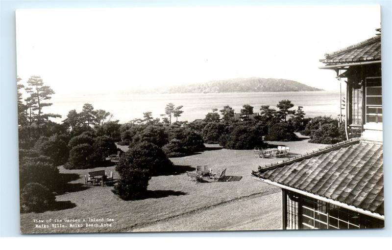 *Garden Inland Sea Maiko Villa Maiko Beach Kobe Japan Vintage Photo Postcard C50