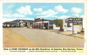 Big Spring Texas Camp Coleman Street View Antique Postcard K59910