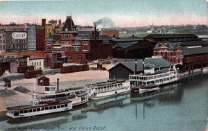 Postcard Water Front and Union Depot Saint Paul MN