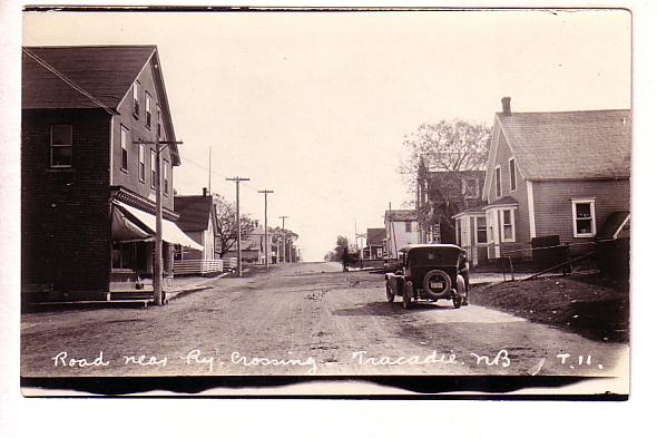 Road Near, Railway Crossing, Tracadie, New Brunswick,  Real Photo