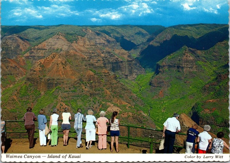 Waimea Canyon Gorge from Lookout Hawaii Postcard onlookers
