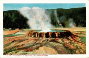 Vtg 1920s Punch Bowl in Eruption Yellowstone National Park Wyoming WY Postcard