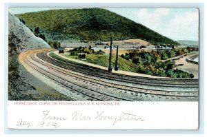 Horse Shoe Curve on Pennsylvania Railroad Altoona Early 1900's Postcard 