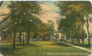 Columbus Barracks Ohio Park Scene 1912 Litho Postcard Used