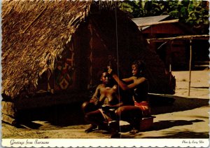 VINTAGE CONTINENTAL SIZE POSTCARD BEAUTIFICATION TIME FOR INDIGENOUS SURINAM