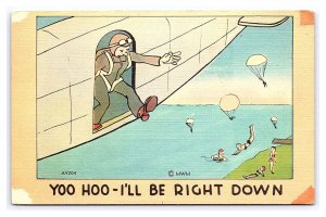 Postcard Yoo Hoo - I'll Be Right Down  Keep 'Em Flying (US) Buy War Bonds/Stamps