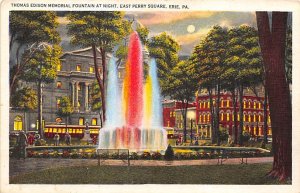 Thomas Edison Memorial Fountain at Night East Perry Square - Erie, Pennsylvan...