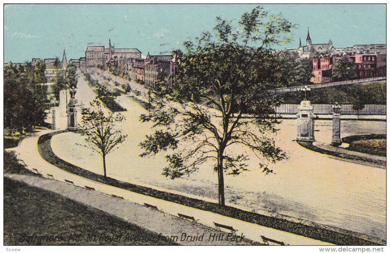 BALTIMORE, Maryland, PU-1911; Royal Avenue From Druid Hill Park