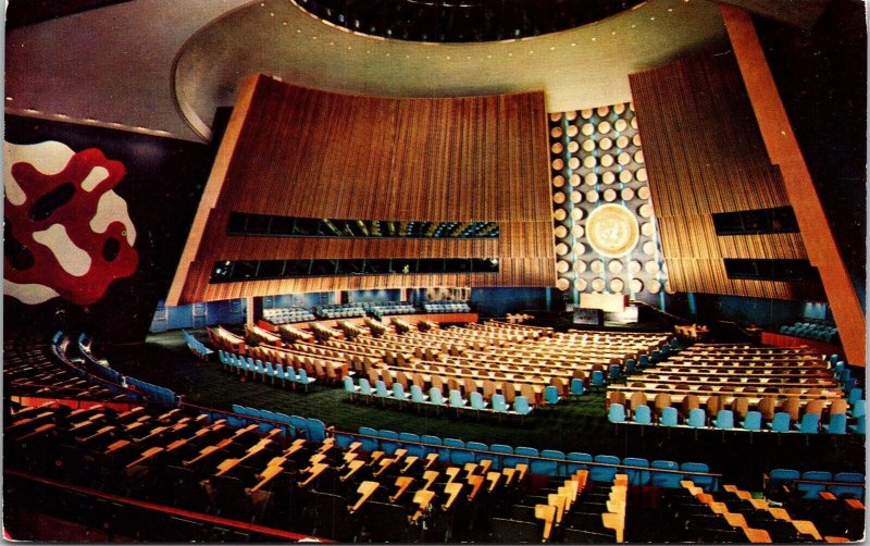 General Assembly Hall United Nations Headquarters Postcard VTG UNP Vintage  