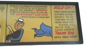 Vintage Seattle Transit Authority Oscar McButch 1940s Advertising Art Sign Comic