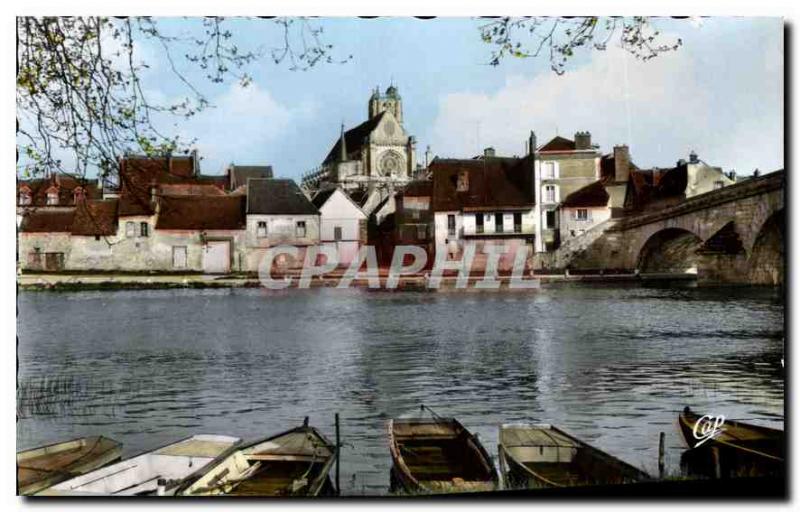 Old Postcard Villeneuve sur Yonne View to Notre Dame church