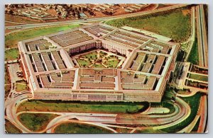 Arlington Virginia~Pentagon HQ Bldg Birds Eye View~Defense Dept~1957 Postcard