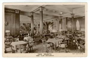 White Star Line - RMS Majestic First Class Restaurant  RPPC