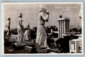 Paris France Postcard Exposition Falling of the Italian Flag 1937 RPPC Photo