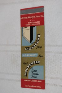 Hotel Roosevelt Cedar Rapids Iowa 20 Strike Matchbook Cover