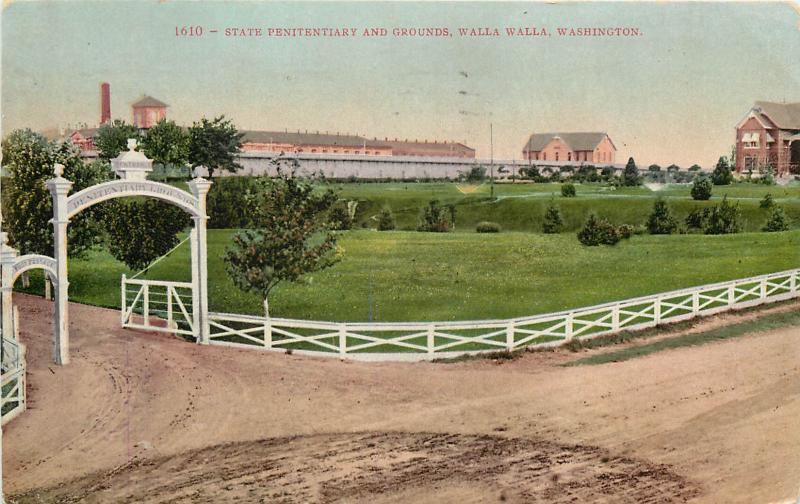 Vintage Postcard State Penitentiary Grounds Walla Walla WA  