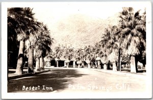 1947 Dessert Inn Palm Springs California Street View RPPC Photo Posted Postcard