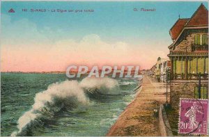 Postcard Old St Malo La Digue in heavy weather