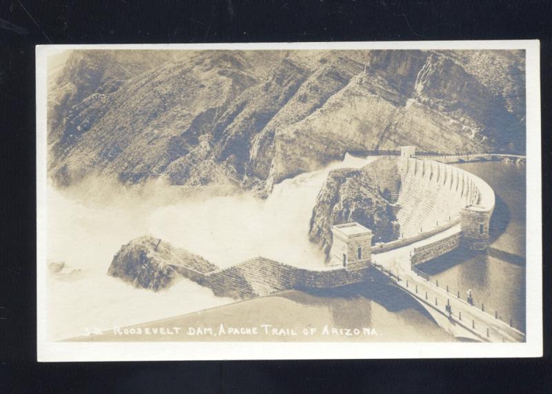 RPPC APACHE TRAIL ARIZONA ROOSEVELT DAM 1922 VINTAGE REAL PHOTO POSTCARD