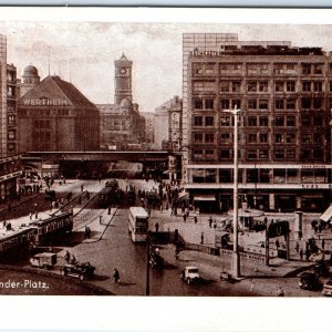 c1930s Berlin, Germany Busy Alexanderplatz PC Trolley Downtown Square Scene A323