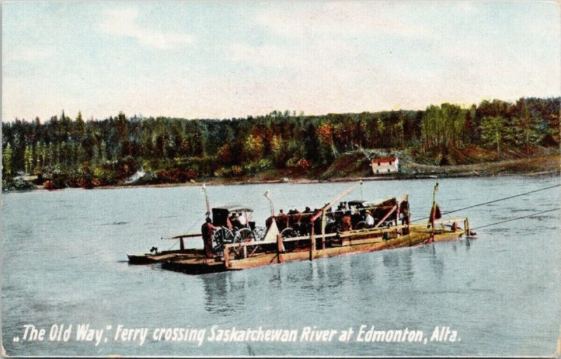 Edmonton AB Ferry crossing Saskatchewan River Macfarlane 1048 Postcard G71