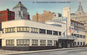 Greyhound Bus Terminal Cincinnati, Ohio USA View Postcard Backing 