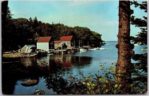 1971 Fish Houses On Back Cove New Harbor Maine ME Attractions Posted Postcard