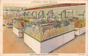 Orlando Florida Orlando Food Palace, Color Linen Vintage Postcard U10069