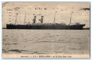 c1910 S/S Zeeland De La Red Star Line Anvers Antwerp Belgium Postcard