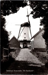 Netherlands Dirksland Korenmolen De Eendracht Windmill Vintage RPPC 09.38