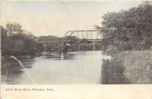 Cherokee Iowa~Little Sioux River Scene~Steel Bridge~1908 Postcard