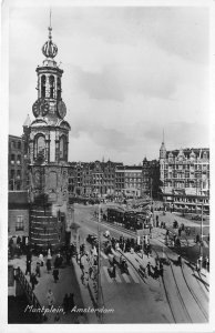 US86 Netherlands Muntplein Amsterdam 1950 tram tramway real photo