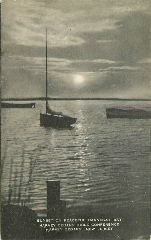 Barnegat Bay Cedars Bible Conference Sunset 1940s Postcard New Jersey 21-2745