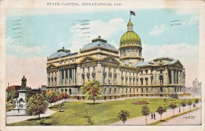 INDIANAPOLIS INDIANA~STATE CAPITOL-FACTS ABOUT INDIANA~1929 POSTCARD