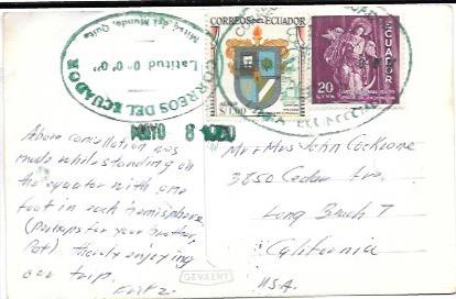 US Used. Active Volcano Cotopaxi, Ecuador Great stamps & Cancellation - 1960
