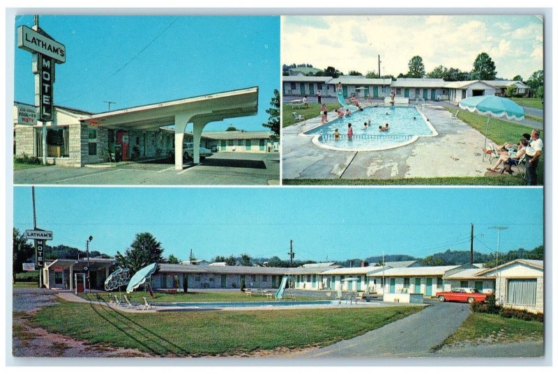 c1960's Latham's Motel Exterior Pool Sevierville Tennessee TN Signage Postcard