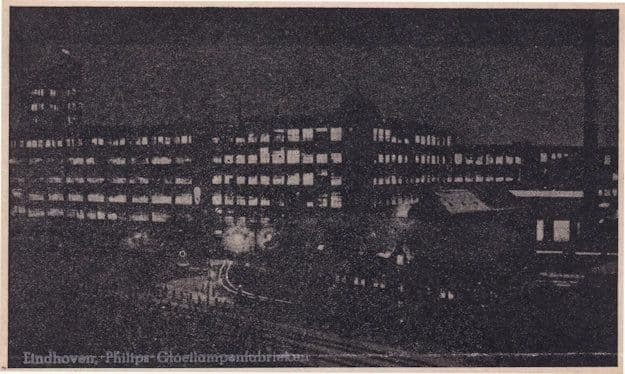 Eindhoven Philips By Night Dutch Antique Postcard