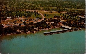 Aerial View Kirkland's Fishing Docks Lake Brownwood Dam TX Vintage Postcard T78