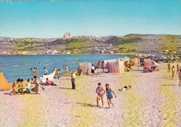 Malta Mellieha Bay Beach Scene