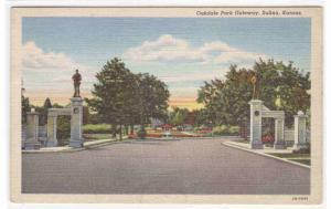 Oakdale Park Gateway Salina Kansas linen postcard