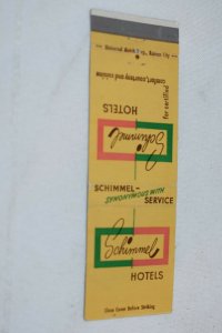 Schimmel Hotels Nebraska Kansas 20 Strike Matchbook Cover