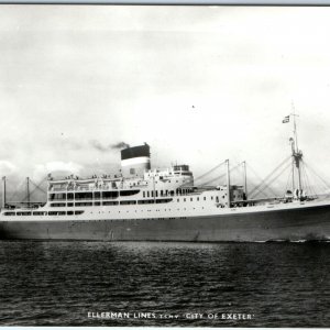 c1940s Ellerman Lines RPPC City of Exeter Steamer Steamship Real Photo TSMV A100