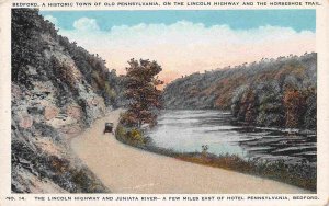 Lincoln Highway Juniata River Bedford Pennsylvania 1930s postcard