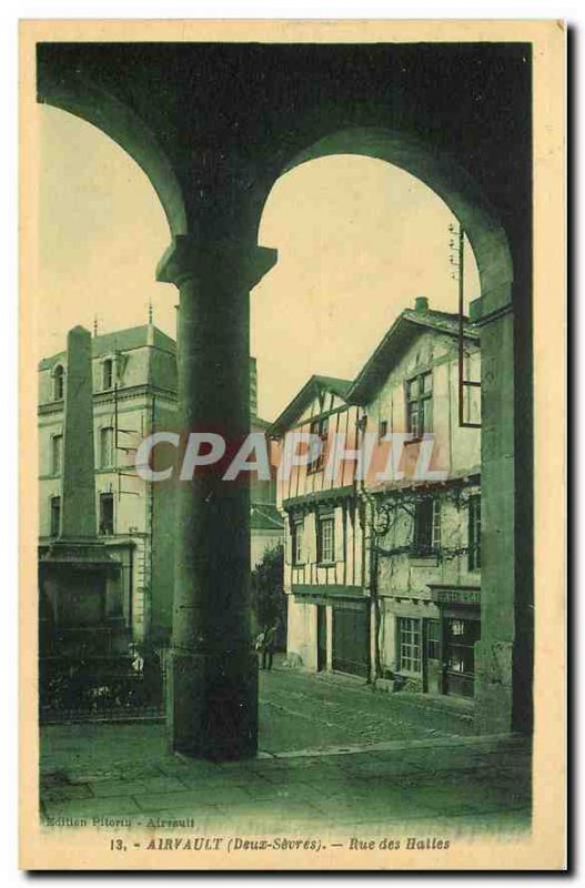 Old Postcard Airvault Deux Sevres Rue des Halles