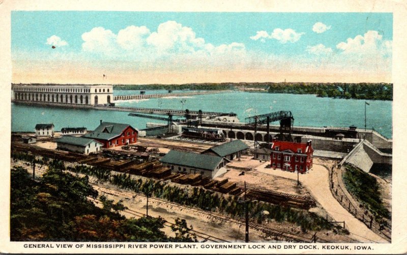 Iowa Keokuk General View Of Mississippi River Power Plant Government Lock and...