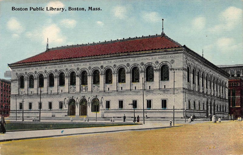 Boston Public Library, Boston, Massachusetts, Early Postcard, Unused