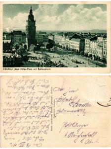 CPA AK KRAKOW Adolf Hitler Platz mit Rathausturm POLAND (288439)
