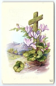 1910 EASTER GOD SCATTERS LOVE CROSS VIOLET MIDDLEBURG NY EMBOSSED POSTCARD P3328