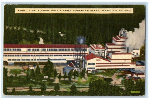 c1940 Aerial View Florida Pulp Paper Company's Plant Pensacola Florida Postcard